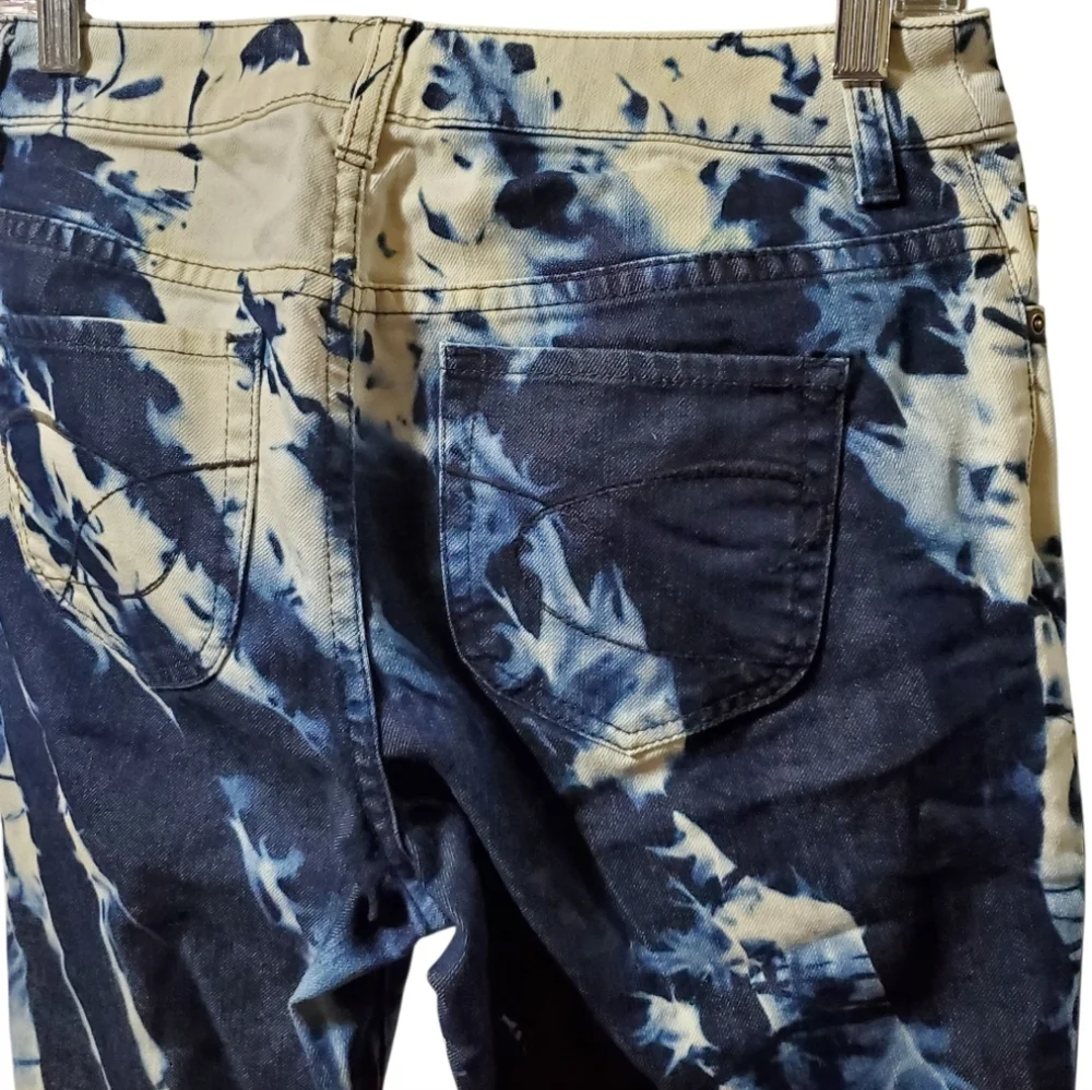 Chico's Women's Demin Indigo Blue Reverse Tie-Dye Jeans Size 0 Short - Picture 7 of 14